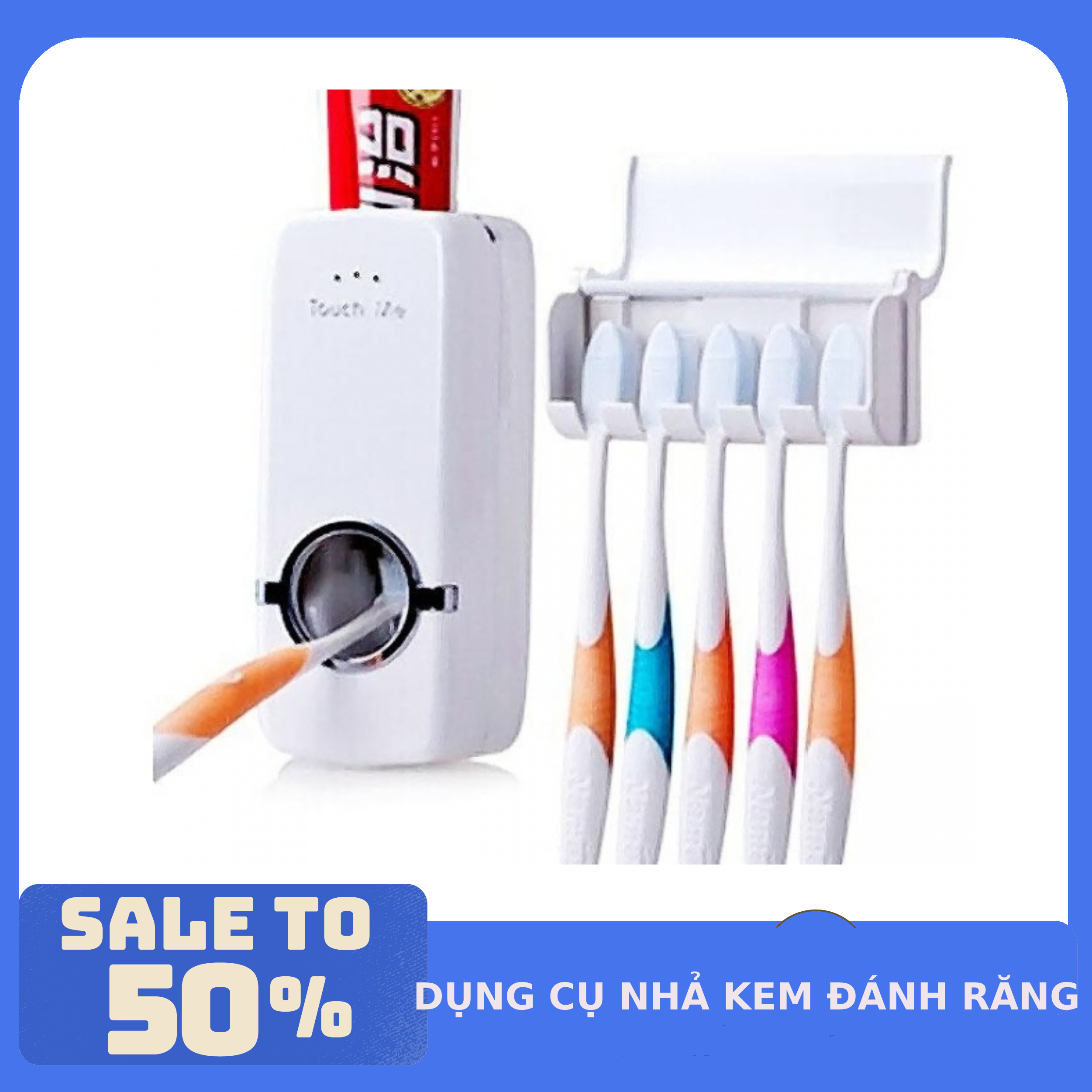 Dụng Cụ Nhả Kem Đánh Răng Tự Động Có Kèm Kệ Đựng Bàn Chải