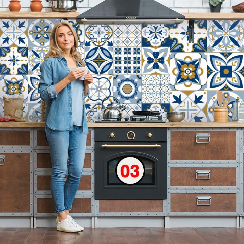 Giấy dán tường nhà bếp, miếng dán bếp chống bắn dầu mỡ, chịu nhiệt cao | Decal Dán Bếp Xanh Vàng