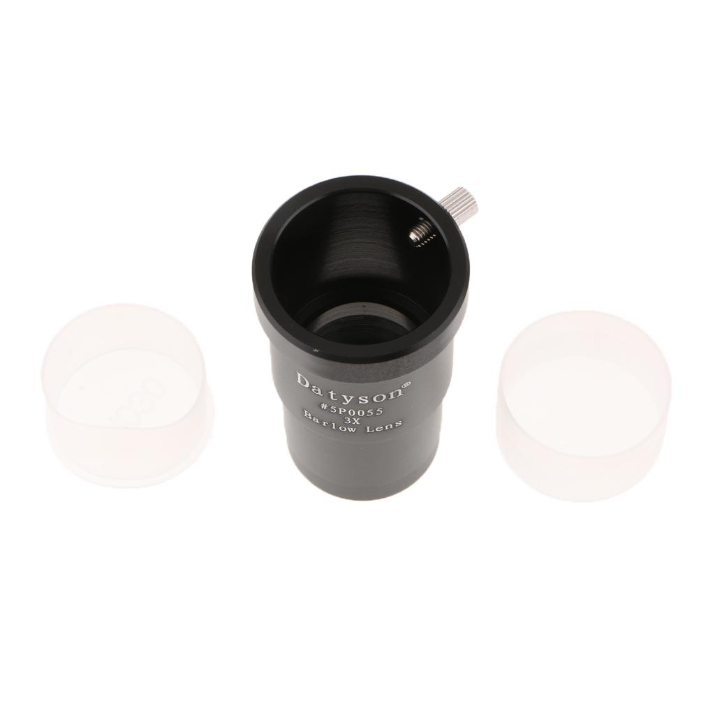 1.25" 3X Magnification Barlow Lens Metal Design for Telescope Eyepiece Black