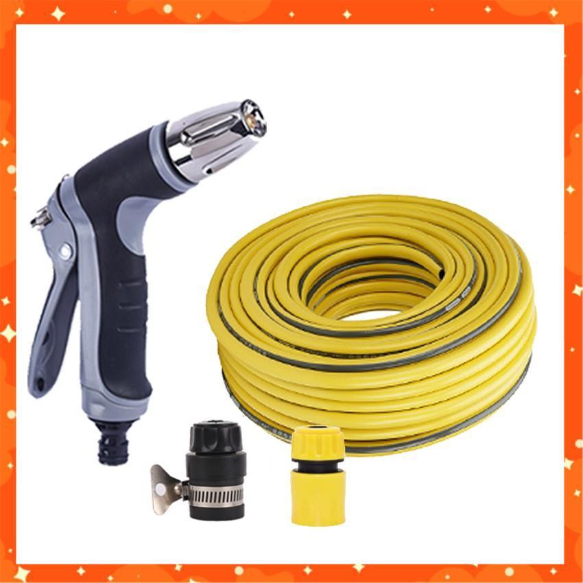 Bộ dây và vòi xịt tăng áp rửa xe tưới cây 3-5M 206817(cút nhựa nối đen 712-2)