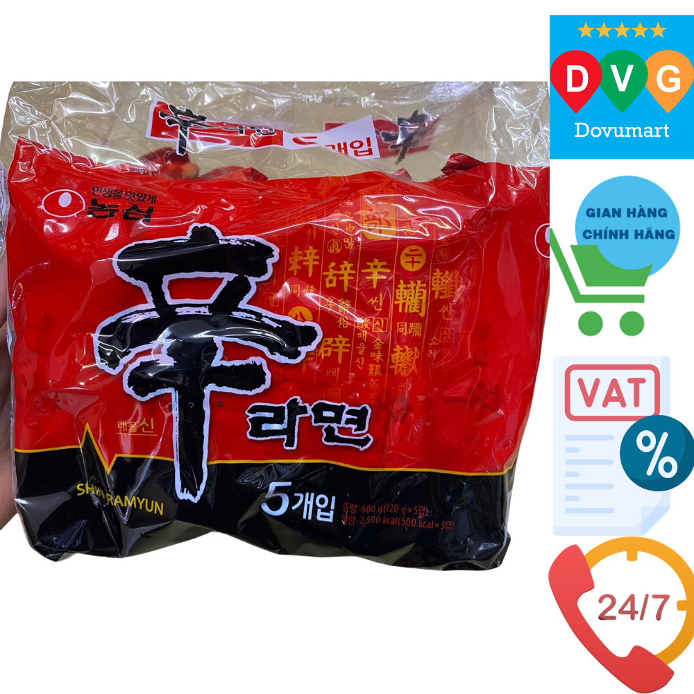 Bịch 5 Gói Mì Shin Nongshim Hàn Quốc ( 5 Gói x 120G) / 농심) 신라면 120G