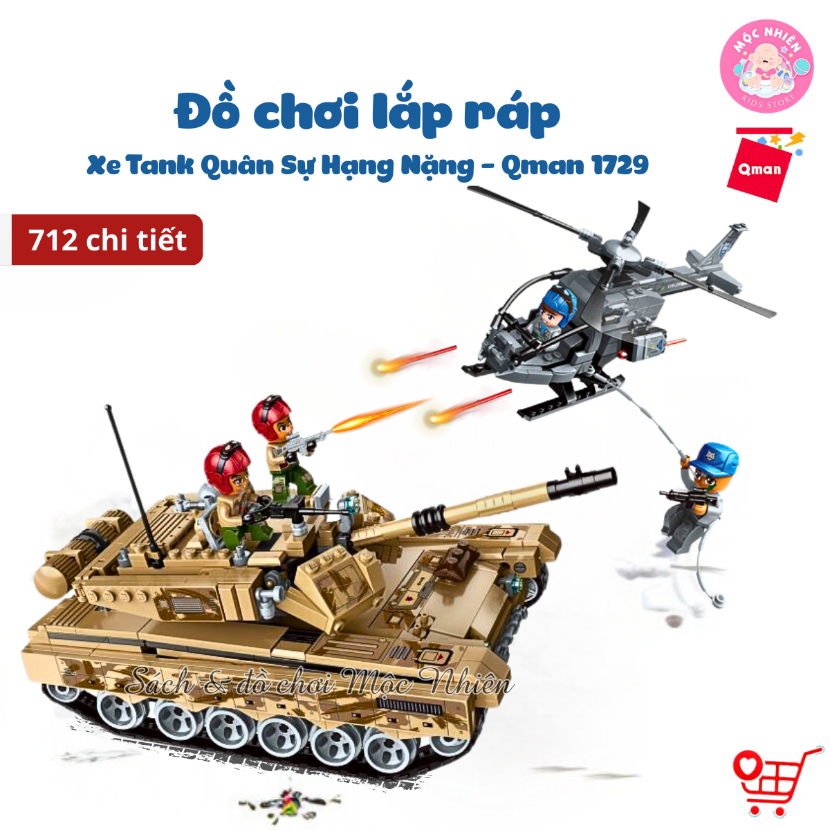 Hình ảnh Đồ chơi lắp ráp, xếp hình Qman 1729 - Xe Tank Quân Sự Hạng Nặng 712 Chi Tiết - Có 4 Minifigures Cho Trẻ Từ 6 Tuổi