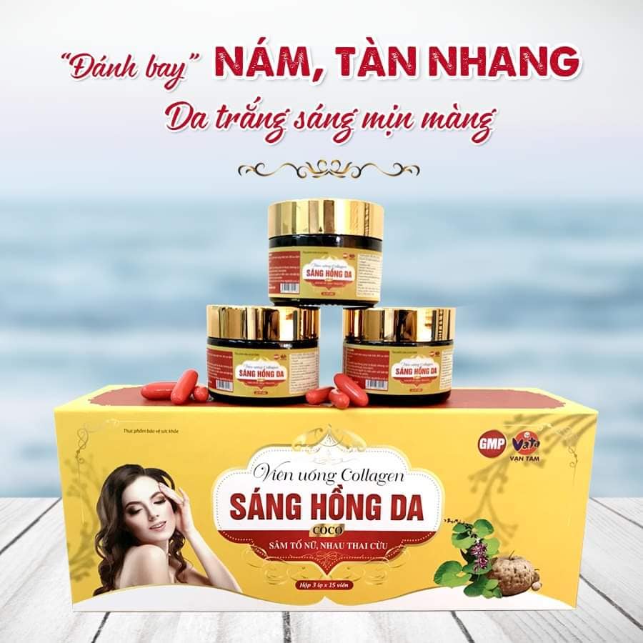 Viên uống giảm sạm nám tàn nhang Sáng Hồng Da CoCo tinh chất sâm tố nữ giúp đẹp da ngăn ngừa lão hóa