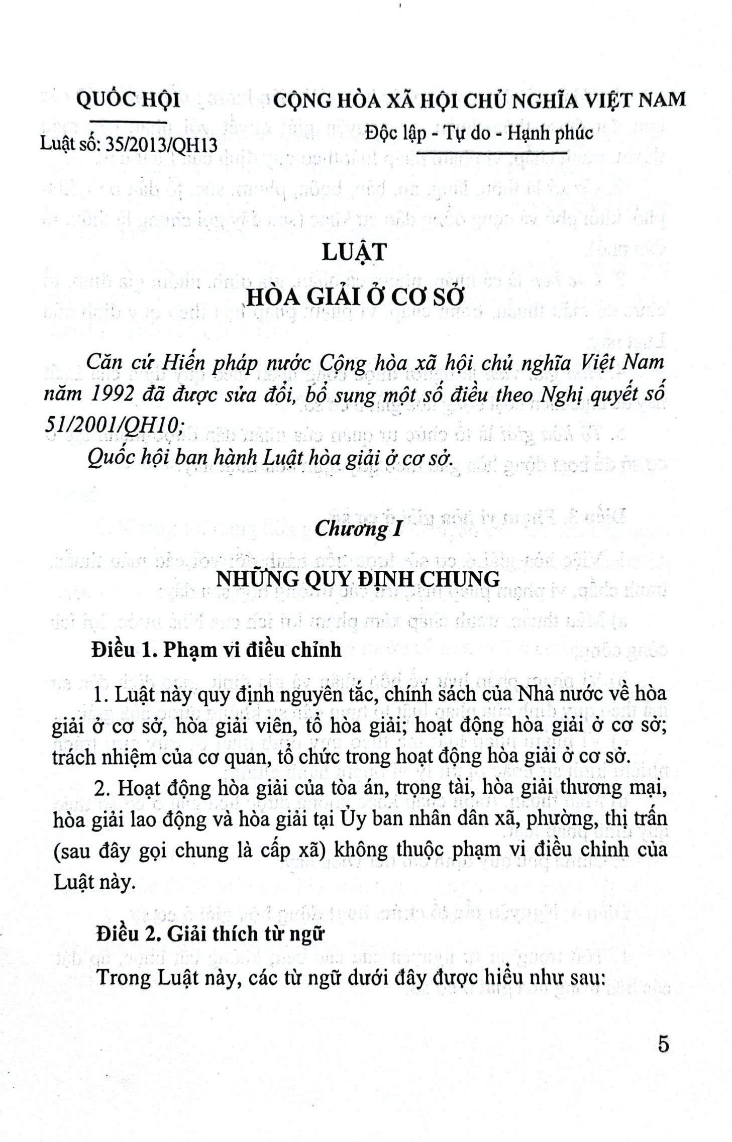 Luật hòa giải ở cơ sở