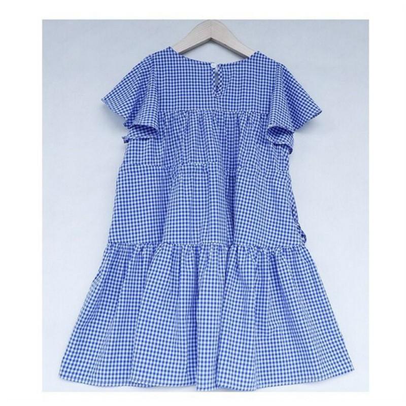 Váy babydoll kẻ caro xanh sz 120-160
