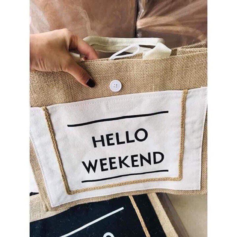 Túi cói Hello Weekend Siêu Đẹp Hàng Loại 1