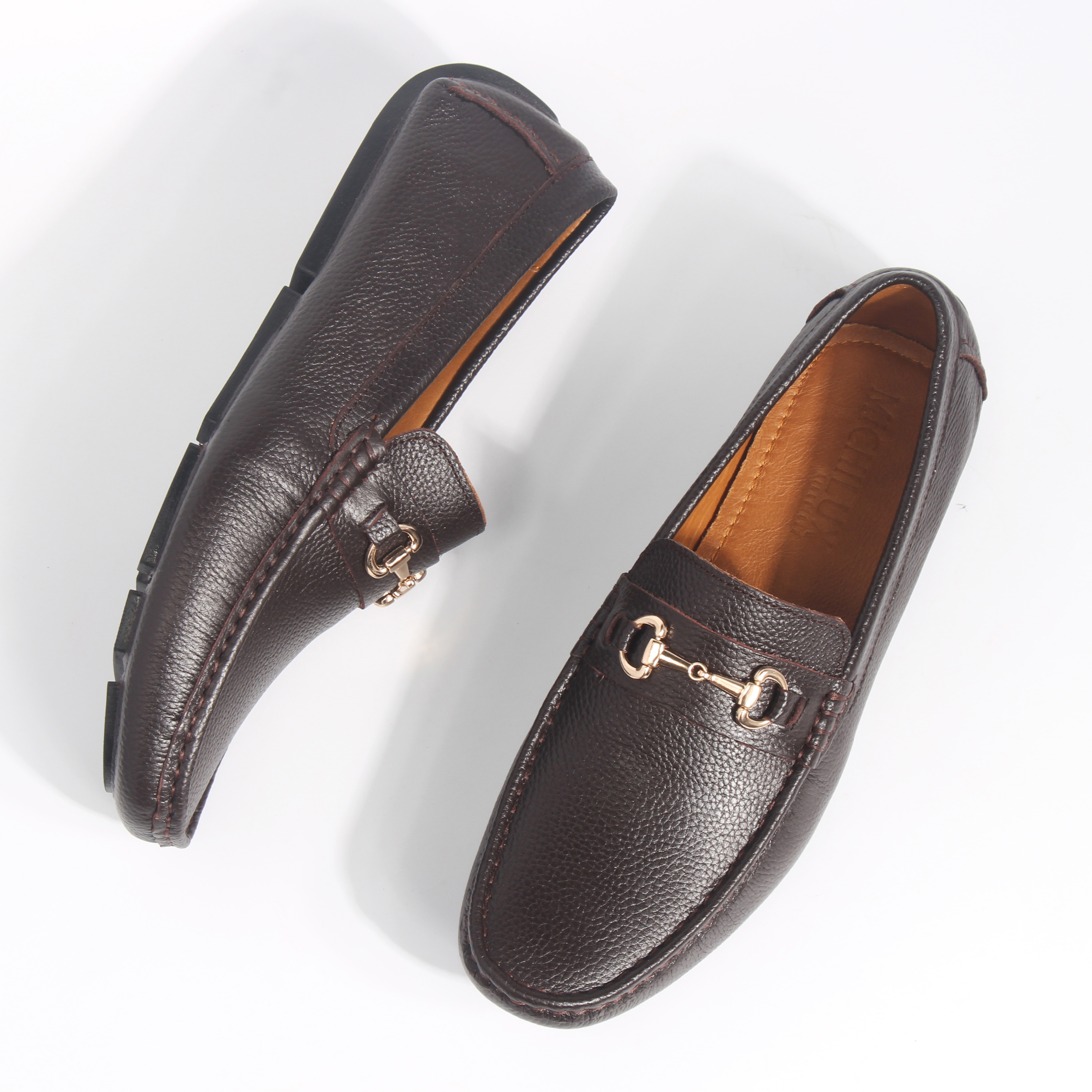 Giày MICHILUX Da Bò Thật Chính Hãng Horse Bit Moccasin CIEHM Màu Nâu Sẫm