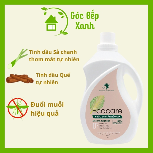 Nước lau sàn Hữu cơ Ecocare đuổi muỗi tinh dầu Sả chanh 4000ml 