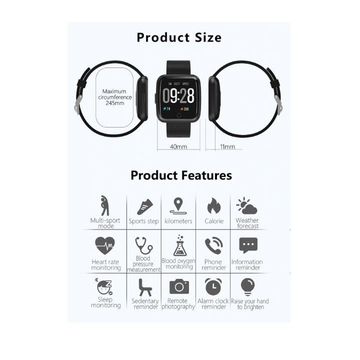 Y7 smartwatch - Đồng hồ thông minh mỏng đẹp, đo nhịp tim