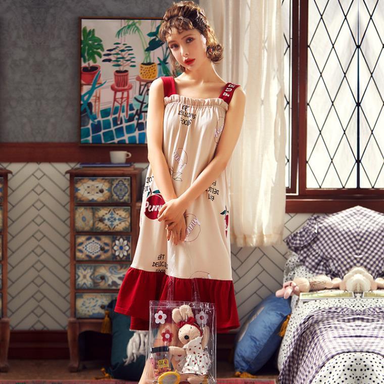 Đầm Ngủ Hai Dây Xinh Xắn Theo Phong Cách Hàn Quốc