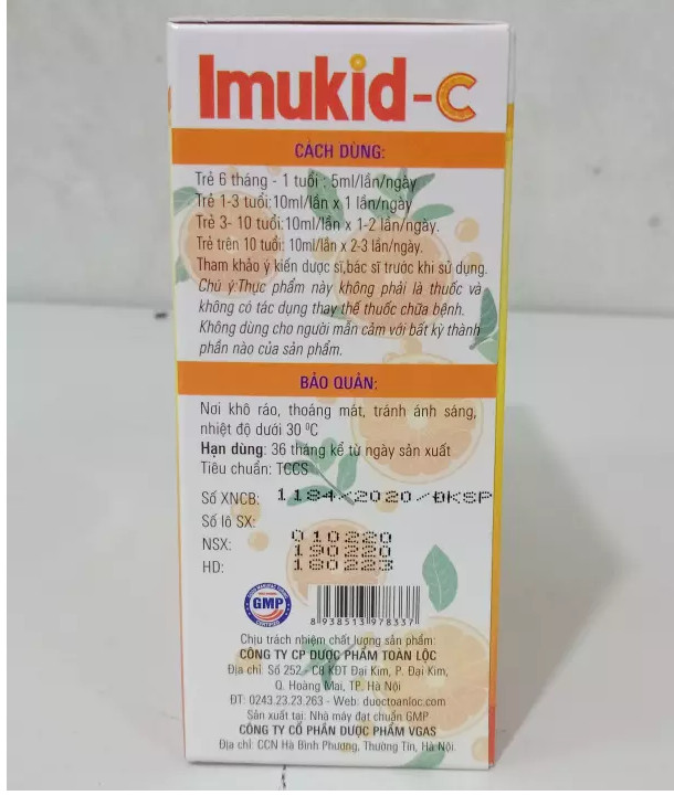 Tăng cường sức đề kháng - Siro IMUKID C bổ sung vitamin C và Thymomodulin - hàng chính hãng