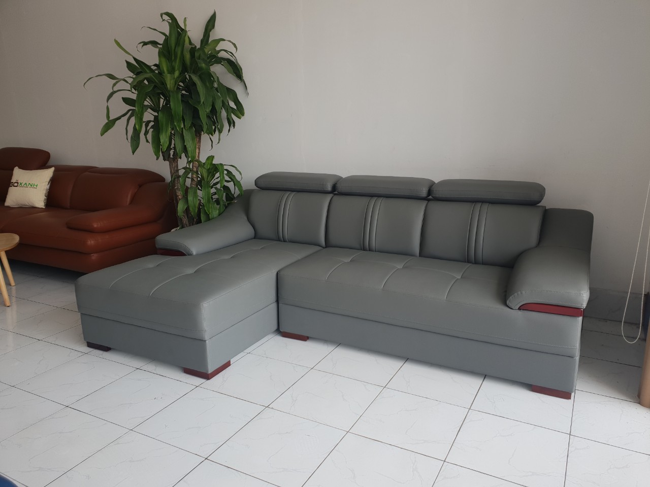 Ghế Sofa Da Hàn Quốc Cao Cấp Góc Chữ L _ An Toàn Người Dùng _ Màu Xám _ Size 2500 x 1600