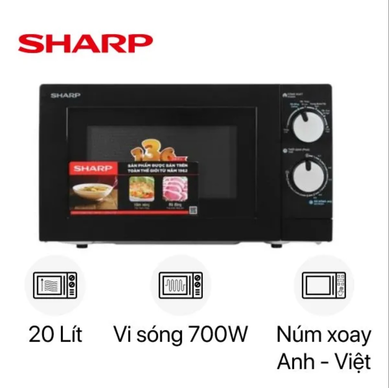 Lò vi sóng cơ không nướng 20L SHARP R-208VN-WS - Hàng chính hãng