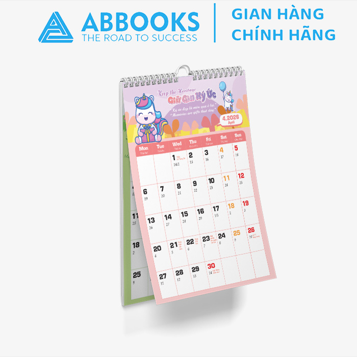 Lịch Treo Tường 2026 - Time Is A Gift - Thời Gian Là 1 Món Quà Chủ Đề Kỳ Lân - Kèm Sticker Trang Trí