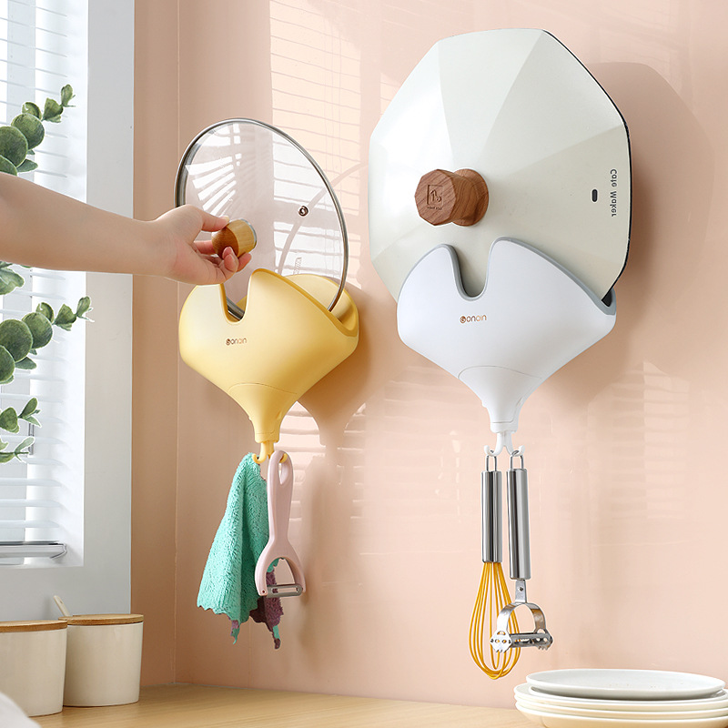 Giá Cài Nắp Vung Nồi GonQin - Kệ treo thớt, đồ nhà bếp dán tường cao cấp GQ220101