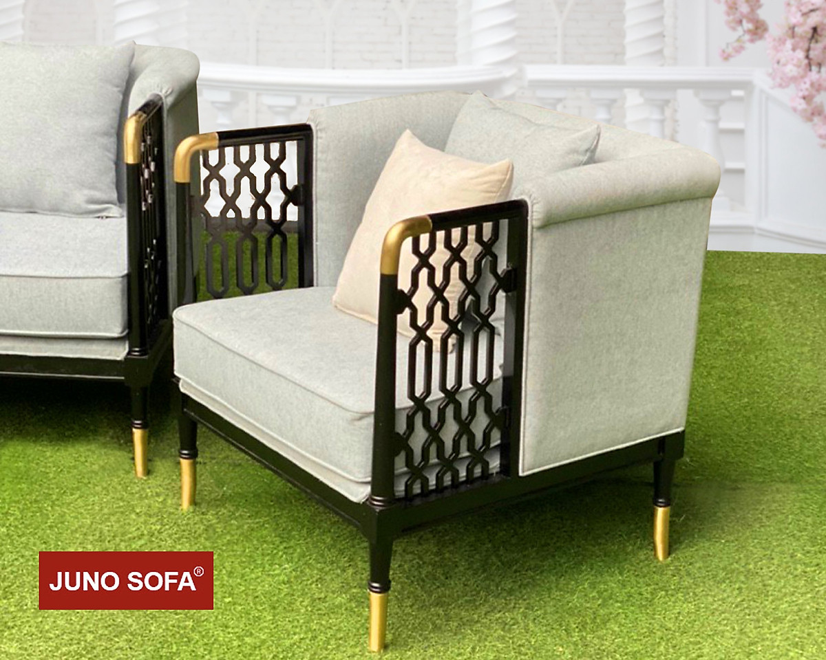 Bộ sofa cao cấp Đông Dương khung đồng Juno Sofa băng 2m và 2 đơn