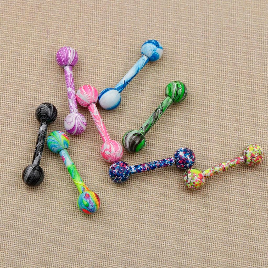 8 Pieces Stainless Steel Tongue Lip Bars Rings Barbell Piercing Jewelry 16G