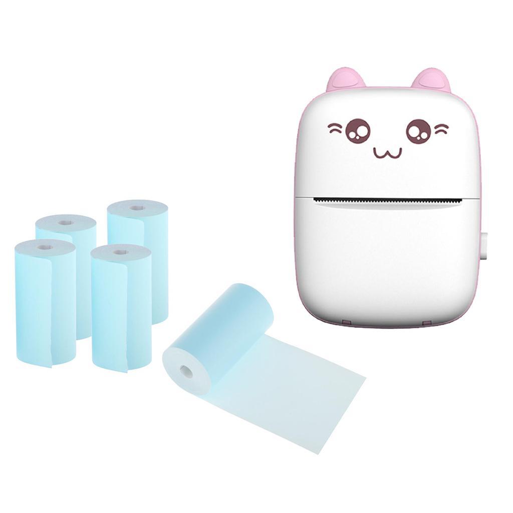 Mini Bluetooth Pocket Printer + 5x Thermal Printing Paper, 200dpi Thermal Printer Compatible for Journal, Organization, Study Notes, Receipt, Portable