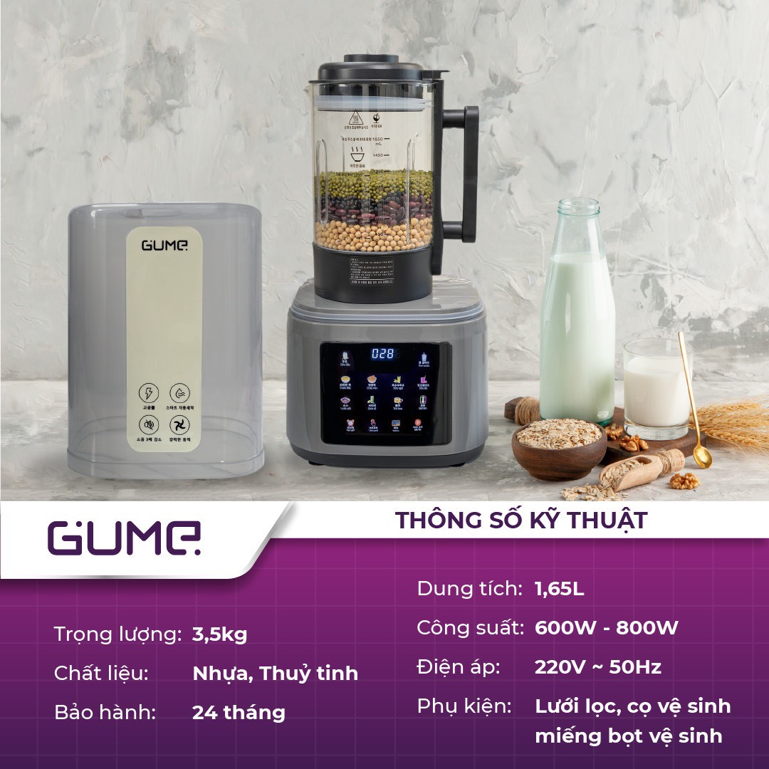 Máy làm sữa hạt đa năng GUME GMNMM-2201 Hàng chính hãng
