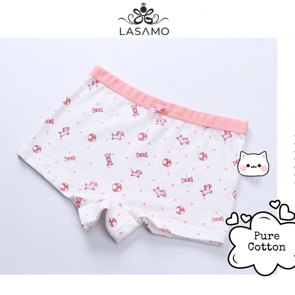 Set 4 chiếc quần chip bé gái, quần lót cho bé gái cotton cao cấp họa tiết Thỏ Bunny dễ thương hãng LASAMO mã QLB005