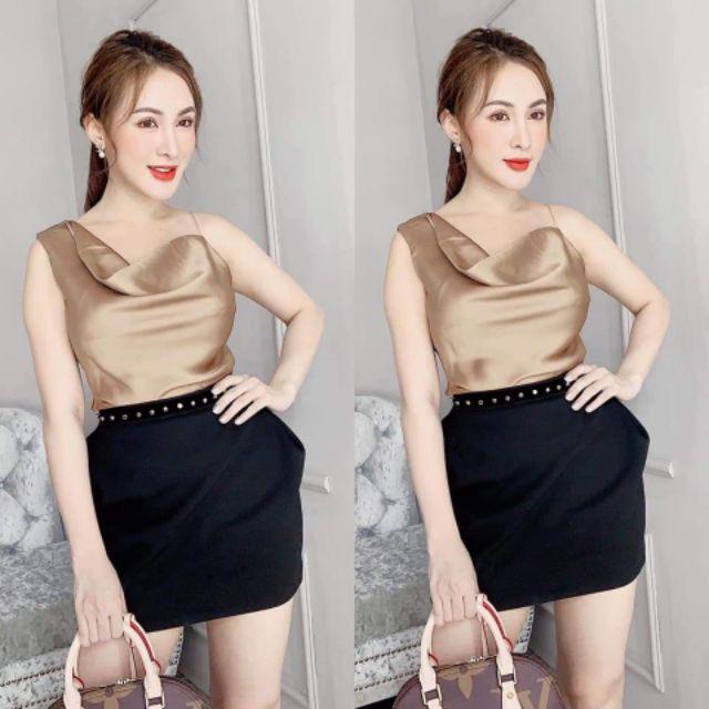 sét áo phi cổ đỗ chân váy chuỗi