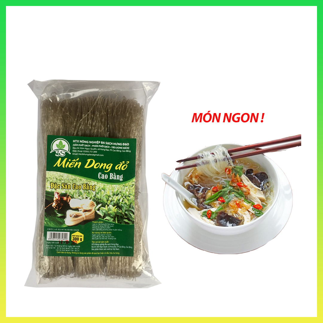 Miến dong / Đỏ cao bằng / Miến phia đén Gói 300G / Dai ngon làm từ củ dong riềng tự nhiên