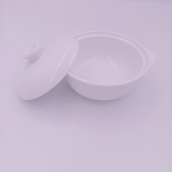 Bát 2 tai có nắp đựng súp, chưng đồ ăn dặm size 5 inch tặng kèm thìa sứ cao cấp