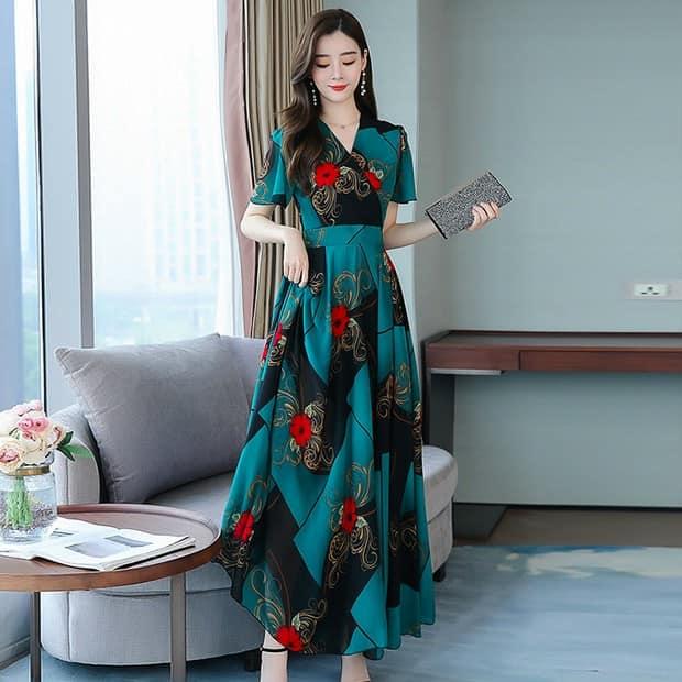 ĐẦM MAXI HỌA TIẾT DÁNG DÀI CAO CẤP