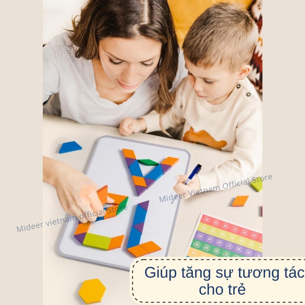 Đồ Chơi Xếp Hình Gỗ sáng tạo kèm nam châm Mideer Magnetic Geometry Blocks 250pcs,  Đồ chơi gỗ thông minh cho bé