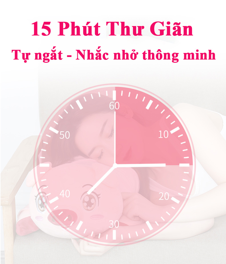 Gối massage Heo Con Dễ Thương tích hợp nhiệt hồng ngoại massage nhiệt đa tính năng Hàng chính hãng