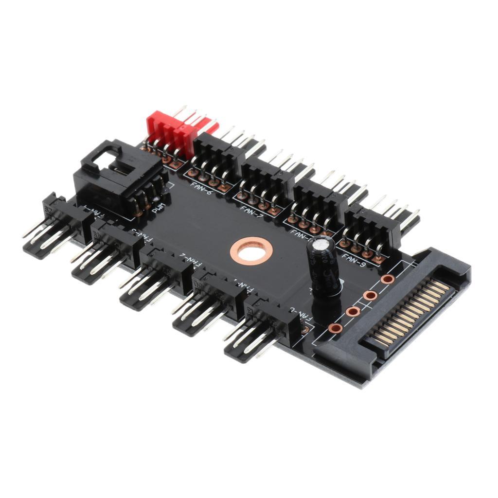 10Way PC PWM Cooling Fan Speed Controller 4/3-pin Power Socket Splitter