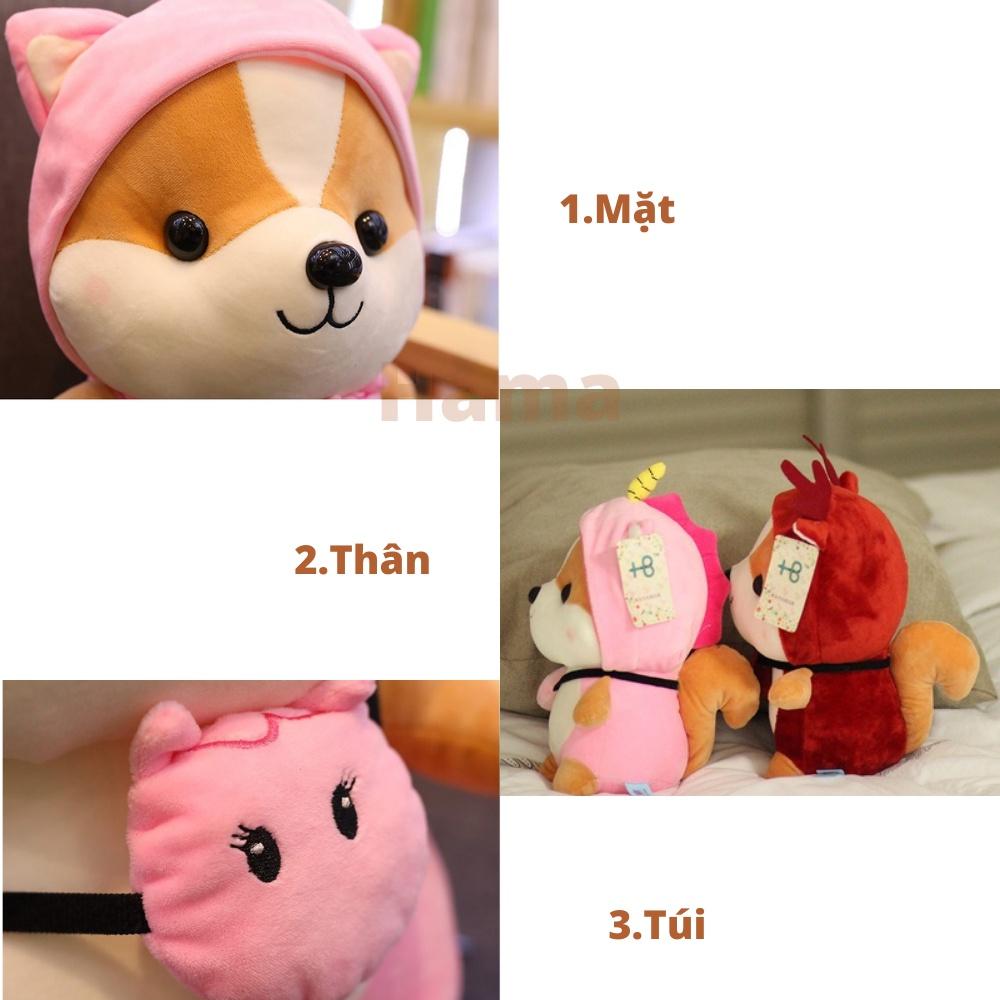 Gấu Bông Chó Shiba Cosplay Mềm Mịn Size Nhỏ 25 cm Hàng Cao Cấp