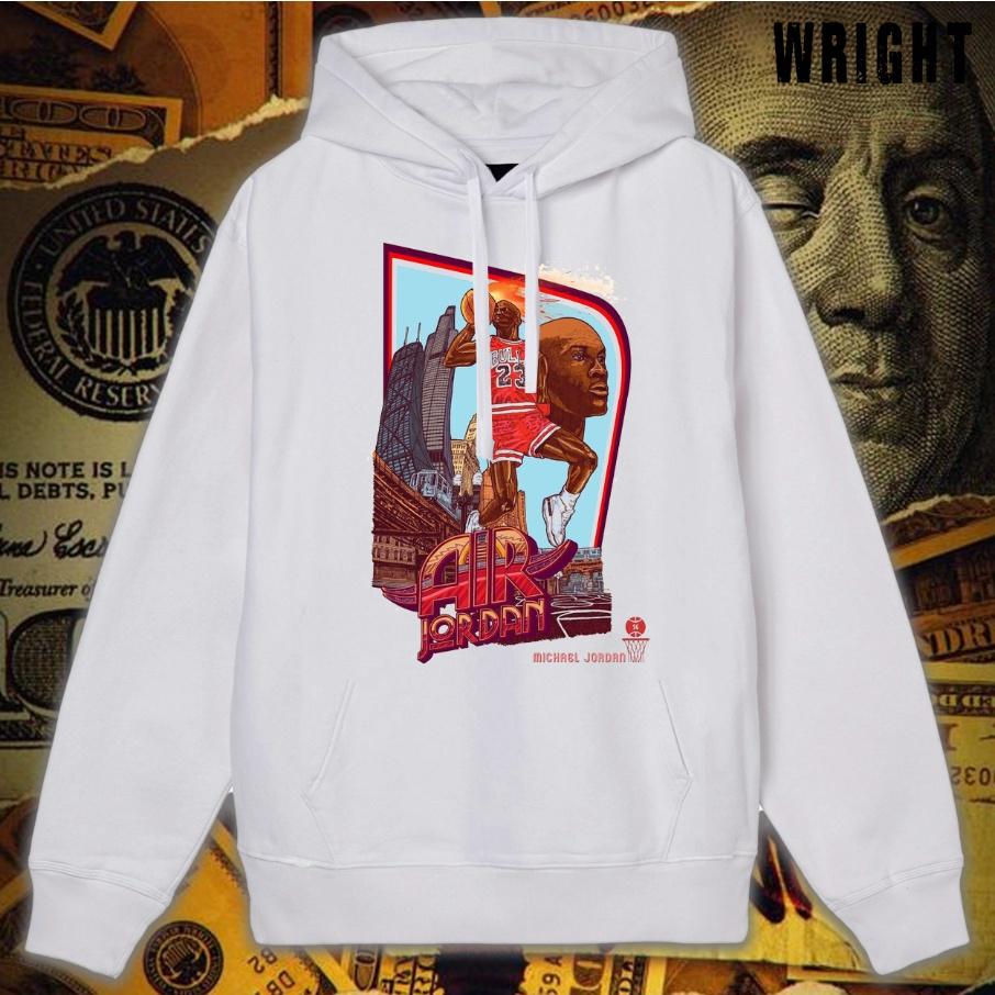 Áo hoodie wright air jordan michael jordan phong cách hoạt hình 2021 unisex