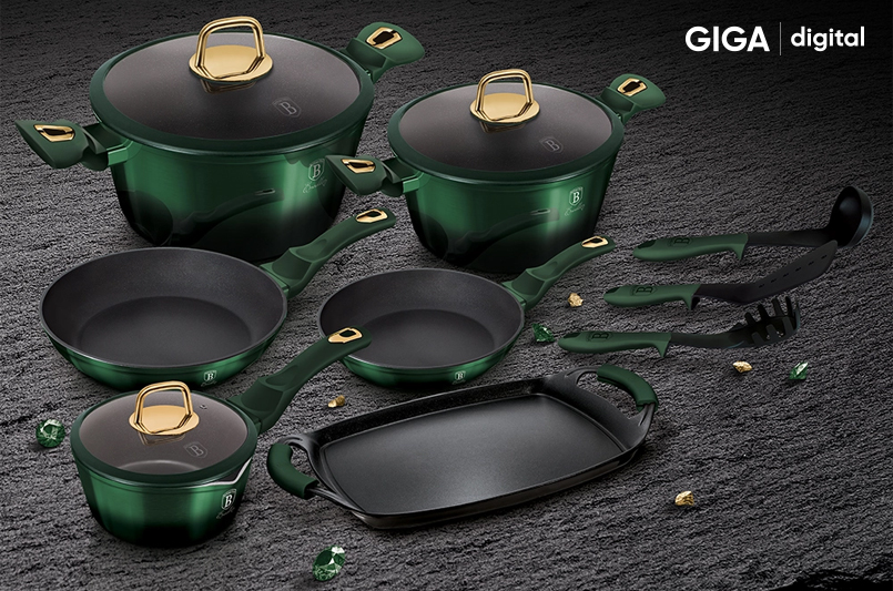 Bộ Nồi 14 Chi Tiết BERLINGER HAUS BH/6066, Dẫn Nhiệt Tốt, Dùng Cho Mọi Loại Bếp, Nhập Đức