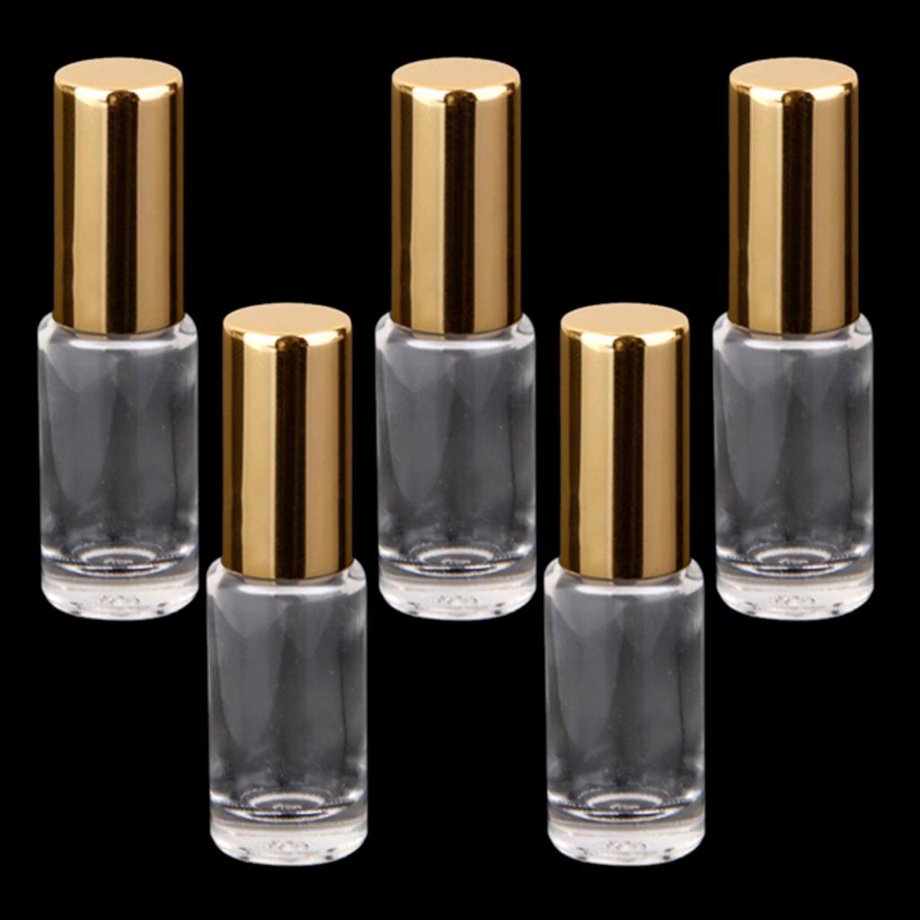 5pcs Refillable Empty Perfume Roll-on Bottles 5ml - Clear