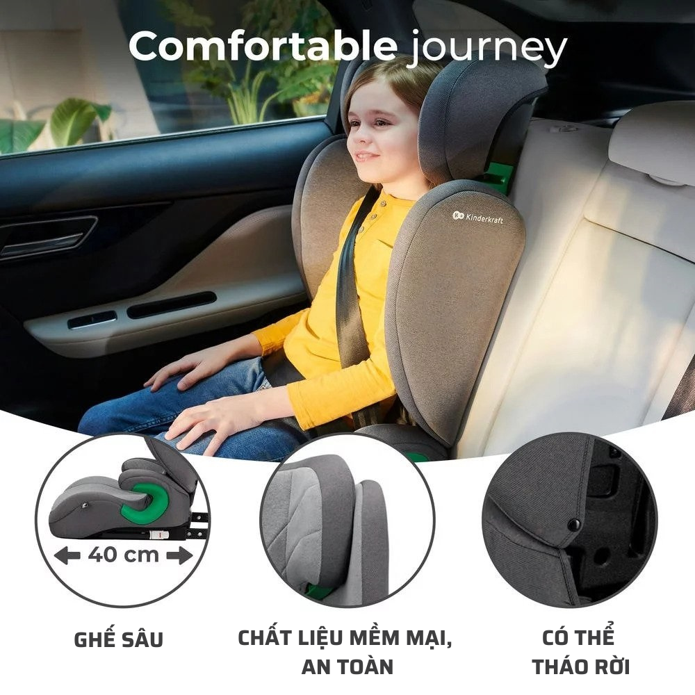 Ghế ngồi ô tô Kinderkraft JuniorFix isize cho bé từ 3,5 đến 12 tuổi - Hàng chính hãng