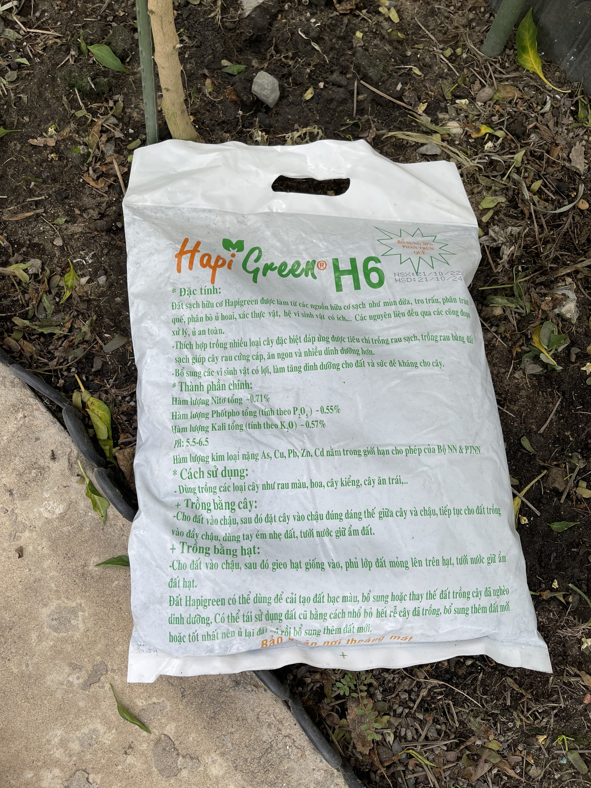 Đất sạch Hapi green gói 5dm3 chuyên dùng trồng rau các loại