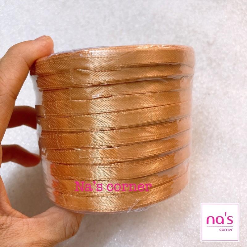 Dây ruy băng lụa 0.5cm/0.6cm cuộn 10m màu trơn 5 li