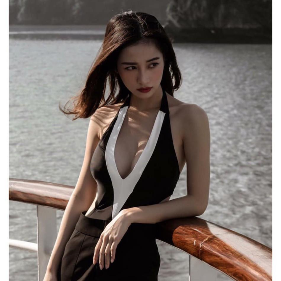 Bikini liền 1 mảnh đẹp sexy đen trắng mặc đi biển ( Đảm bảo như hình 100%)