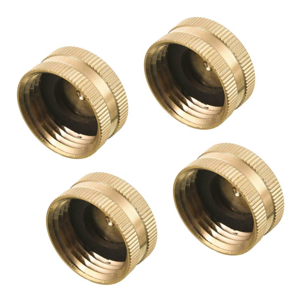 4pcs 3/4" Hose Female End Brass Spigot Caps with Flag Clips Anti-Wind