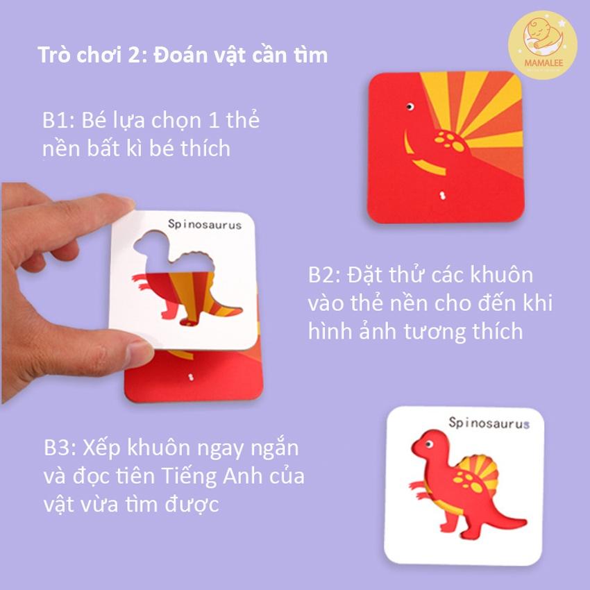 Hộp Thẻ Gỗ Ghép Hình Chủ Đề Con Vật Trái Cây Xe Cộ - Đồ Chơi Giáo Dục Sớm Học Tiếng Anh Cho Bé