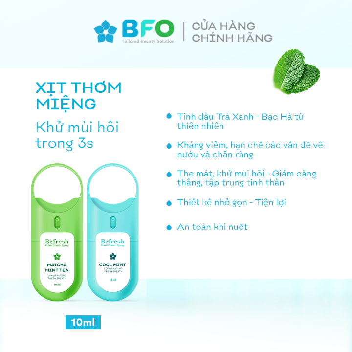 Combo 4 chai xịt thơm miệng Befresh 10ml