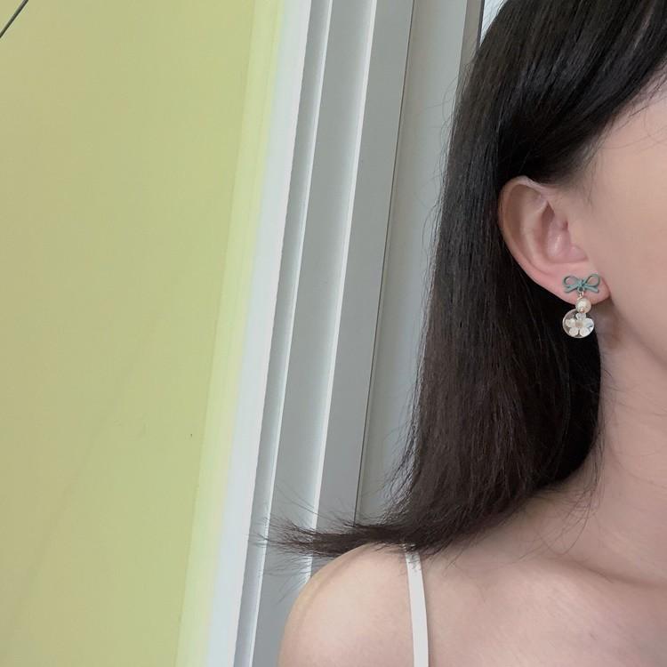 Bông tai nơ hoa khô handmade/ resin epoxy trong suốt nhiều màu sắc
