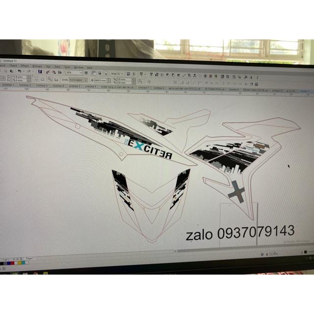 Tem rời exciter 150 thành phố decal 3 lớp cao cấp