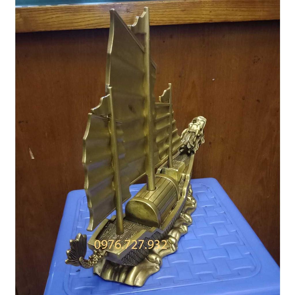 Thuyền buồm phong thủy bằng đồng, thuyền đầu rồng dài 32cm, thuận buồm xuôi gió