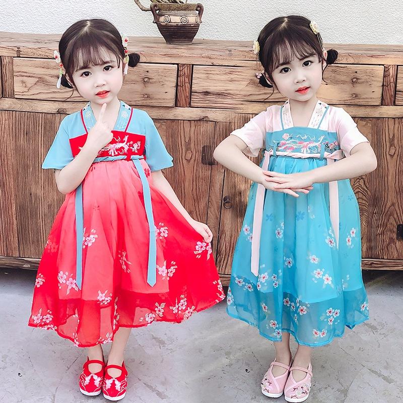 Đầm công chúa sườn xám cổ trang thêu hoa cho bé gái diện tết trung thu đẹp size 15-35kg hàng Quảng Châu
