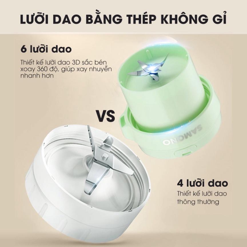 HOẢ TỐC - Máy xay sinh tố cầm tay SAMONO SW-Y9 350ml - Máy xay sinh tố cầm tay dùng pin SAMONO - Hàng chính hãng