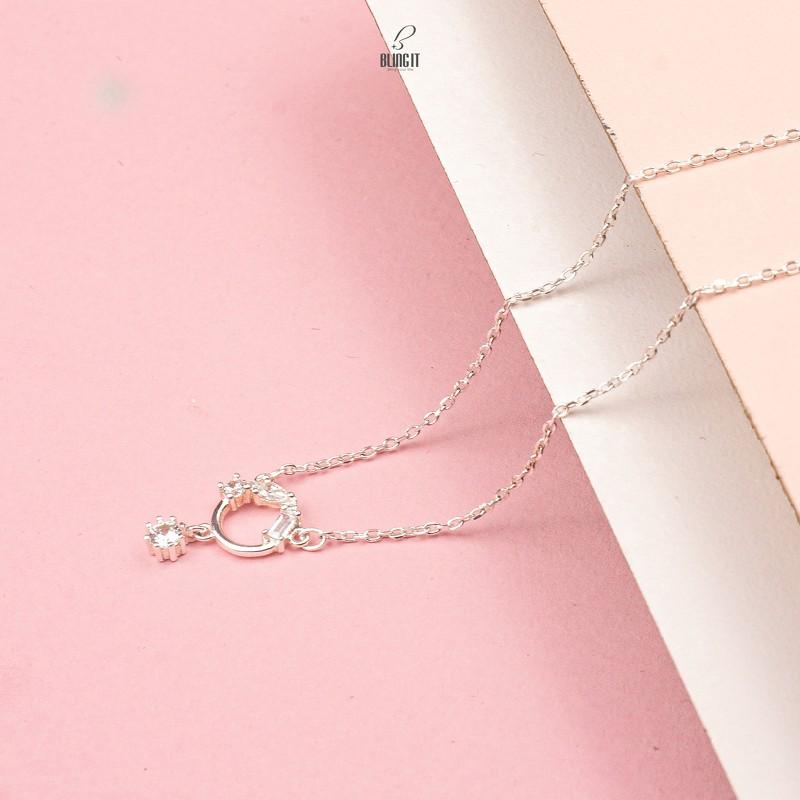 Vòng cổ Bling It vòng tròn bạc đá rơi BIVC254