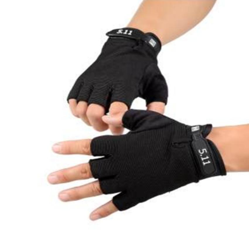 Găng tay hở ngón thể thao, lái xe size L + Tặng 1 Đèn Led gắn van xe .