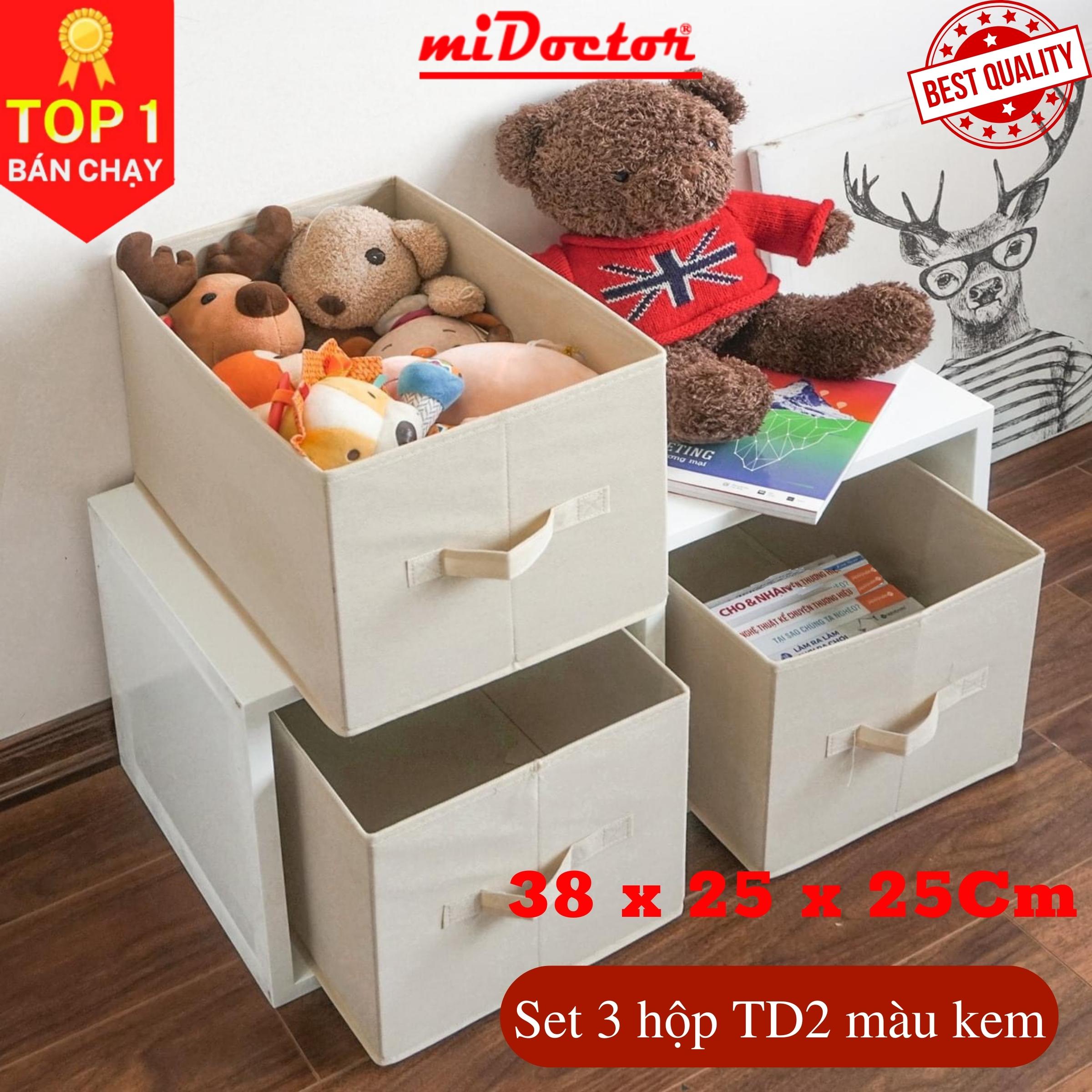 Combo 3 hộp vải đựng đồ đa năng TD2 – Bộ 3 túi vải Thụy Điển không nắp tiết kiệm sang trọng dung tích 24L mỗi hộp - chính hãng miDoctor